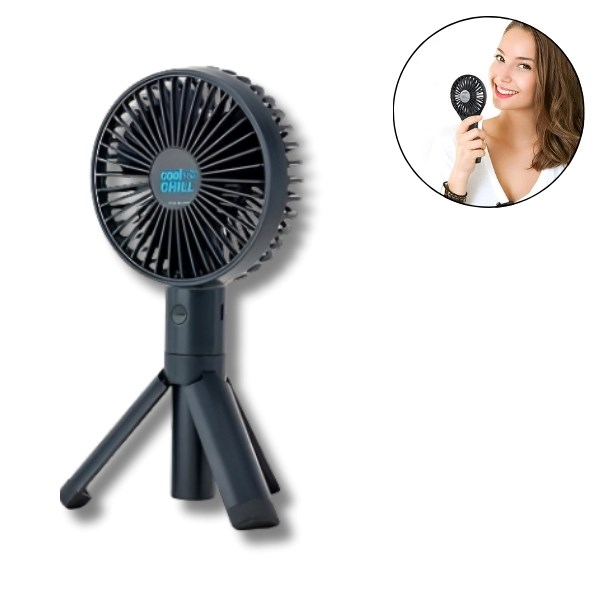 Nabíjecí přenosný mini ventilátor 2 v 1 na stativu | HANDCOLIO